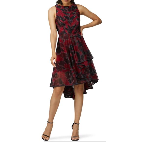 Halston Cherry Sleeveless Tulle Dress size 14 - Picture 1 of 13